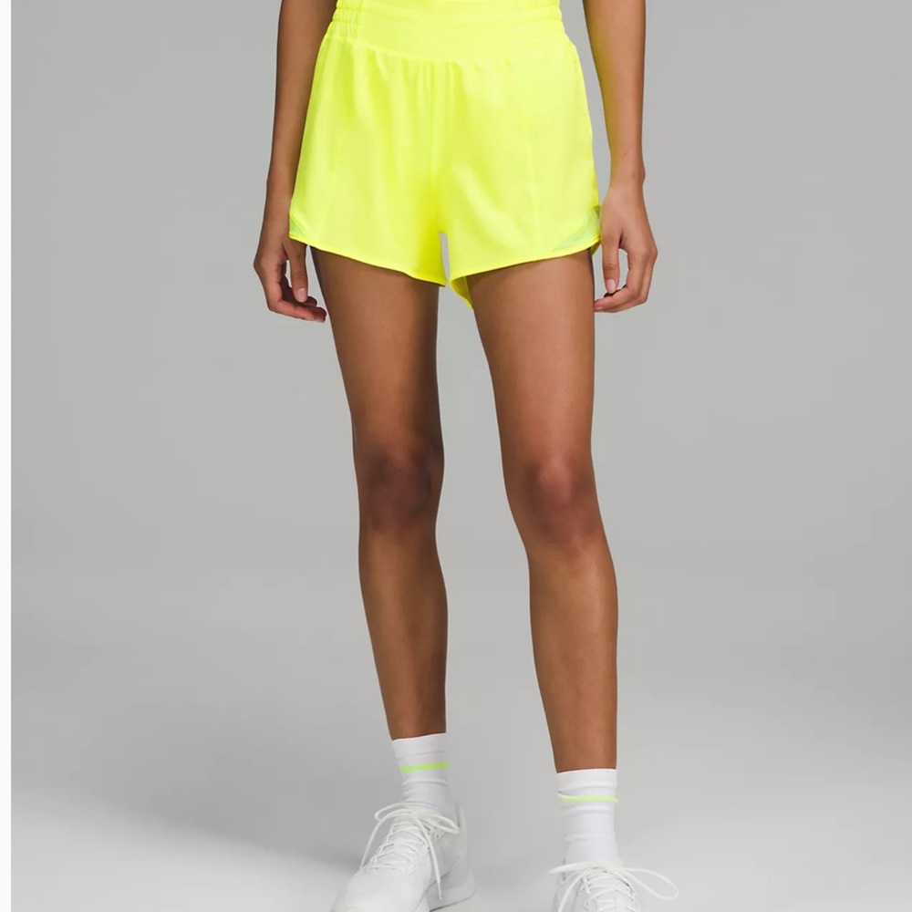 neon yellow lululemon tall shorts